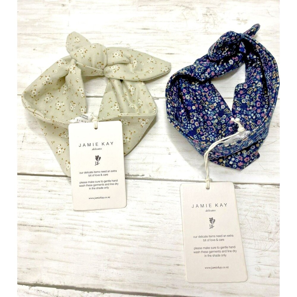 Jamie Kay Baby Girl Headband Bow Turban Wrap Floral Cream Blue Delicates NEW-2